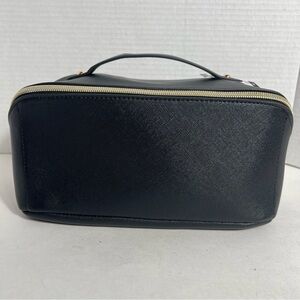 Chico’s Black Travel Cosmetic Makeup Bag Leopard Print Interior Organizer